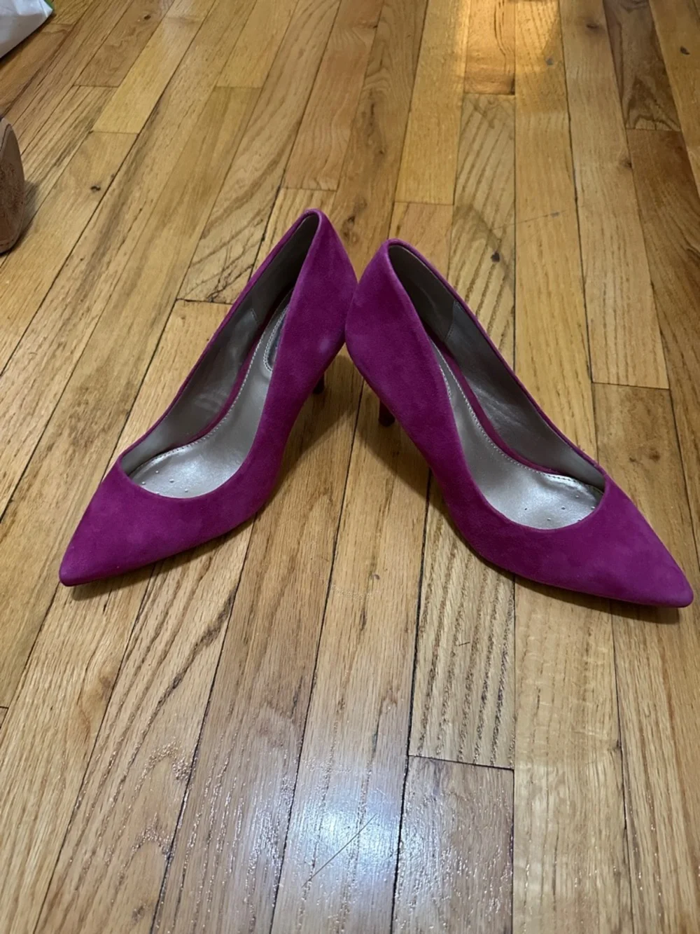 Suede Pointed-Toe Pumps in Deep Magenta - Women - Picture 5 of 6